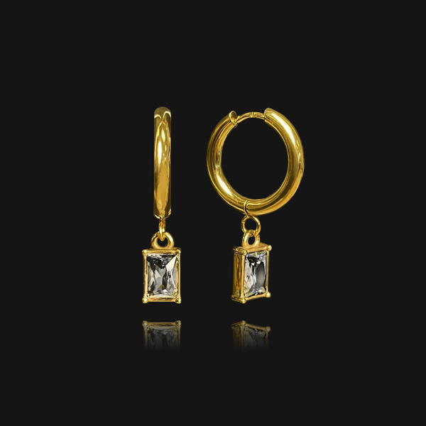 nikita by niki SAFFIA Clear Quartz Hoop Earrings - Gold