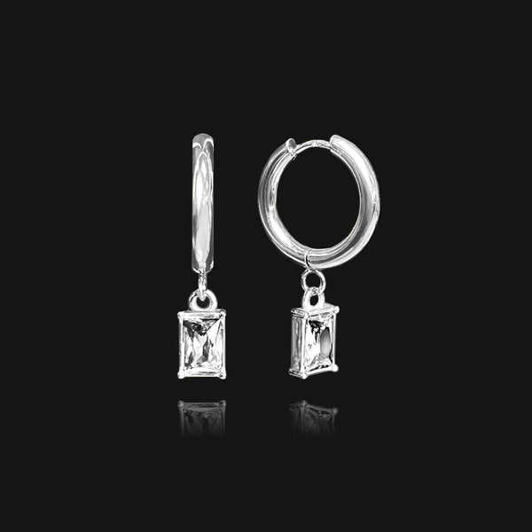 nikita by niki SAFFIA Clear Quartz Hoop Earrings - Silver