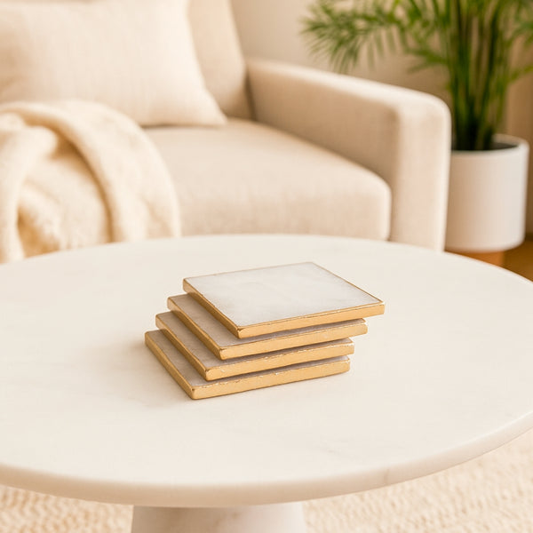 Nikita By Niki Square Clear Quartz Crystal Coaster Set | 3 Colours