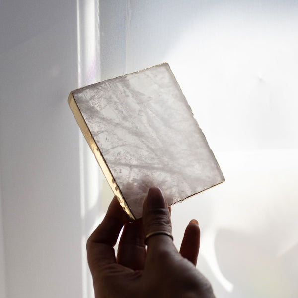 Nikita By Niki Square Clear Quartz Crystal Coaster Set | 3 Colours