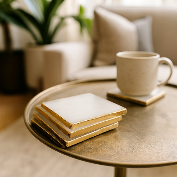 nikita by niki Square Clear Quartz Crystal Coaster Set | 3 Colours