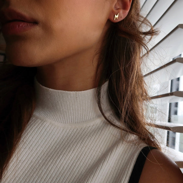 Nikita By Niki STORM | Lightening Bolt Stud Earrings - Silver
