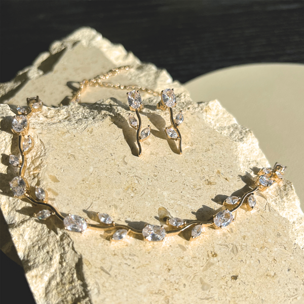 Nikita By Niki VALENTINA Rhinestone Choker Necklace - Gold