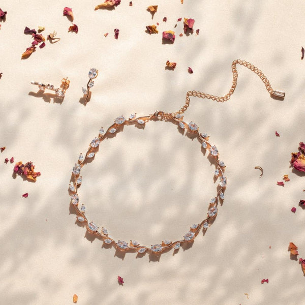 Nikita By Niki VALENTINA Rhinestone Choker Necklace - Gold