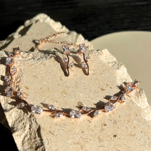 Nikita By Niki VALENTINA Rhinestone Choker Necklace - Rose Gold