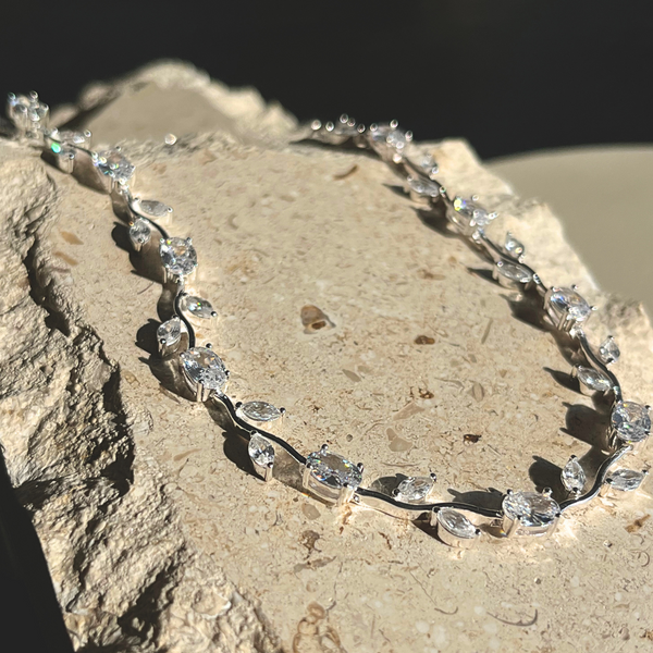 Nikita By Niki VALENTINA Rhinestone Choker Necklace - Silver