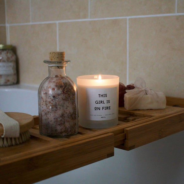 Nikita By Niki White Frosted Glass Empowering Candle