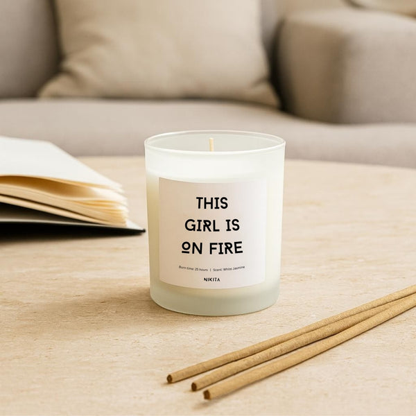 nikita by niki White Frosted Glass Empowering Candle