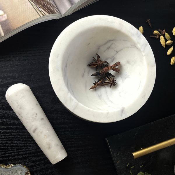 Nikita By Niki White Marble Pestle & Mortar Set - 3 Colours