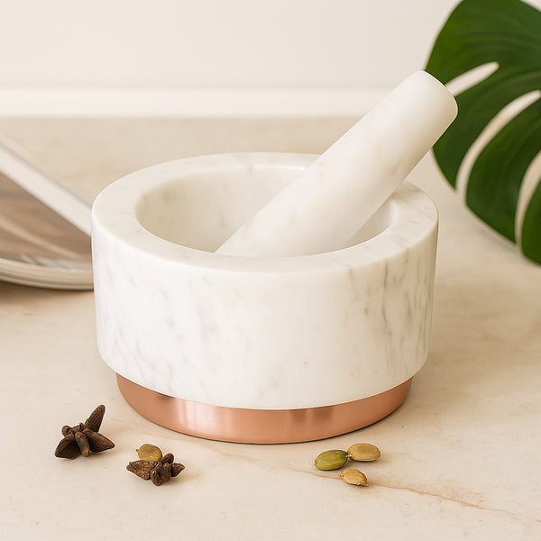 Nikita By Niki White Marble Pestle & Mortar Set - 3 Colours