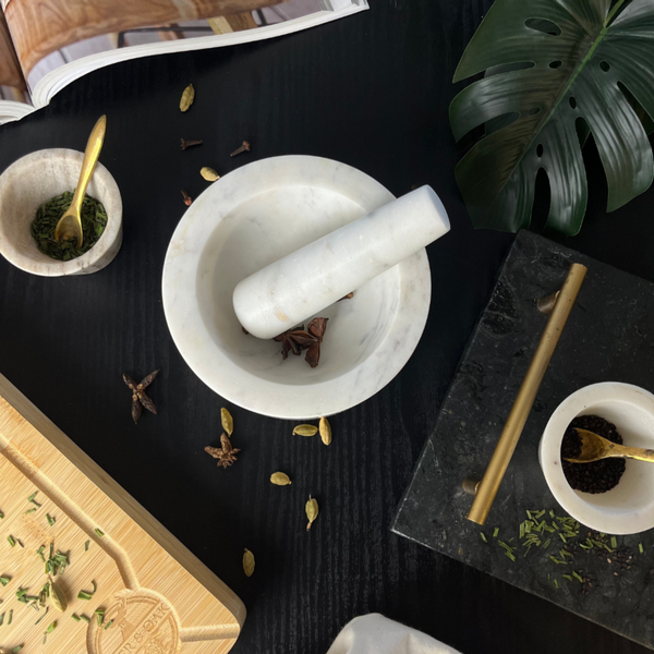 Nikita By Niki White Marble Pestle & Mortar Set - 3 Colours