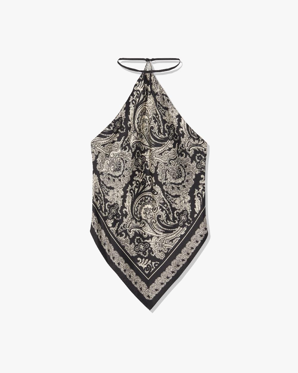 nili lotan AUDREY SILK CAMI BLACK/IVORY PAISLEY SCARF
