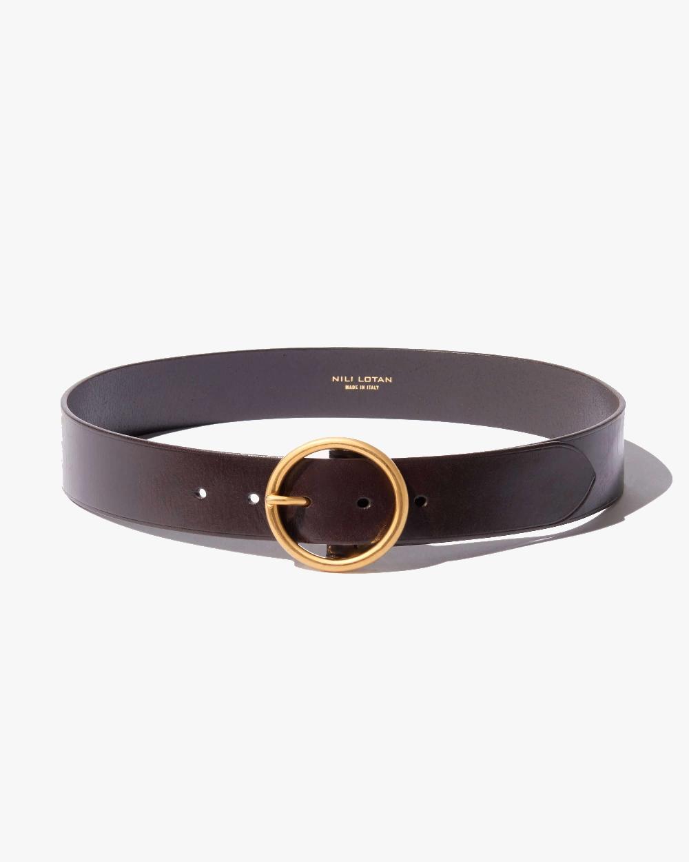 nili lotan AVERY BELT DARK BROWN W/ANTIQUE BRASS BUCKLE