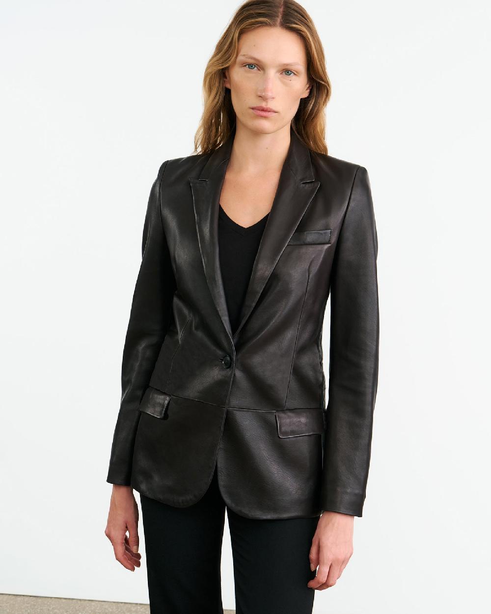 Nili Lotan BELMONDE LEATHER TAILORED JACKET BORDEAUX