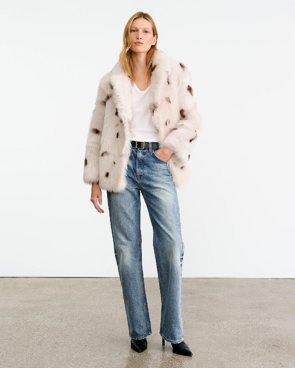 Nili Lotan CAPUCINE SHEARLING JACKET IVORY/CHOCOLATE