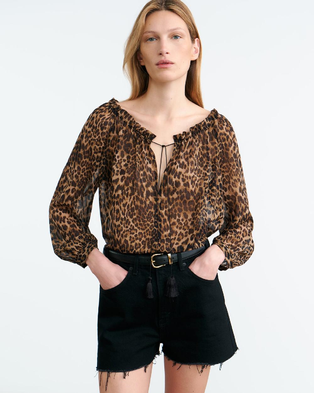 Nili Lotan CARLEY SILK BLOUSE VINTAGE LEOPARD PRINT