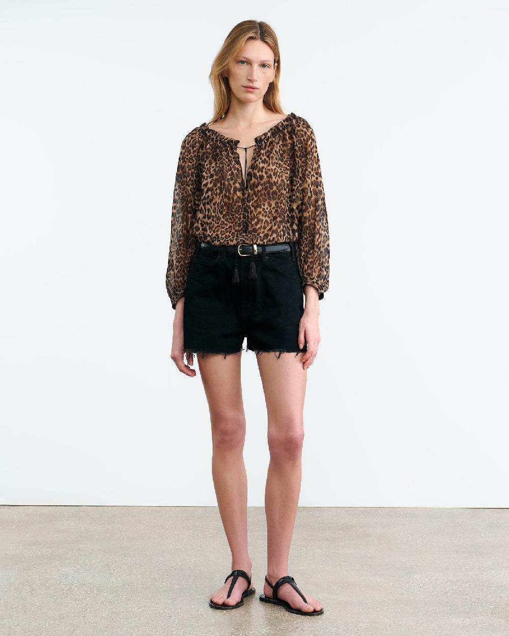 Nili Lotan CARLEY SILK BLOUSE VINTAGE LEOPARD PRINT