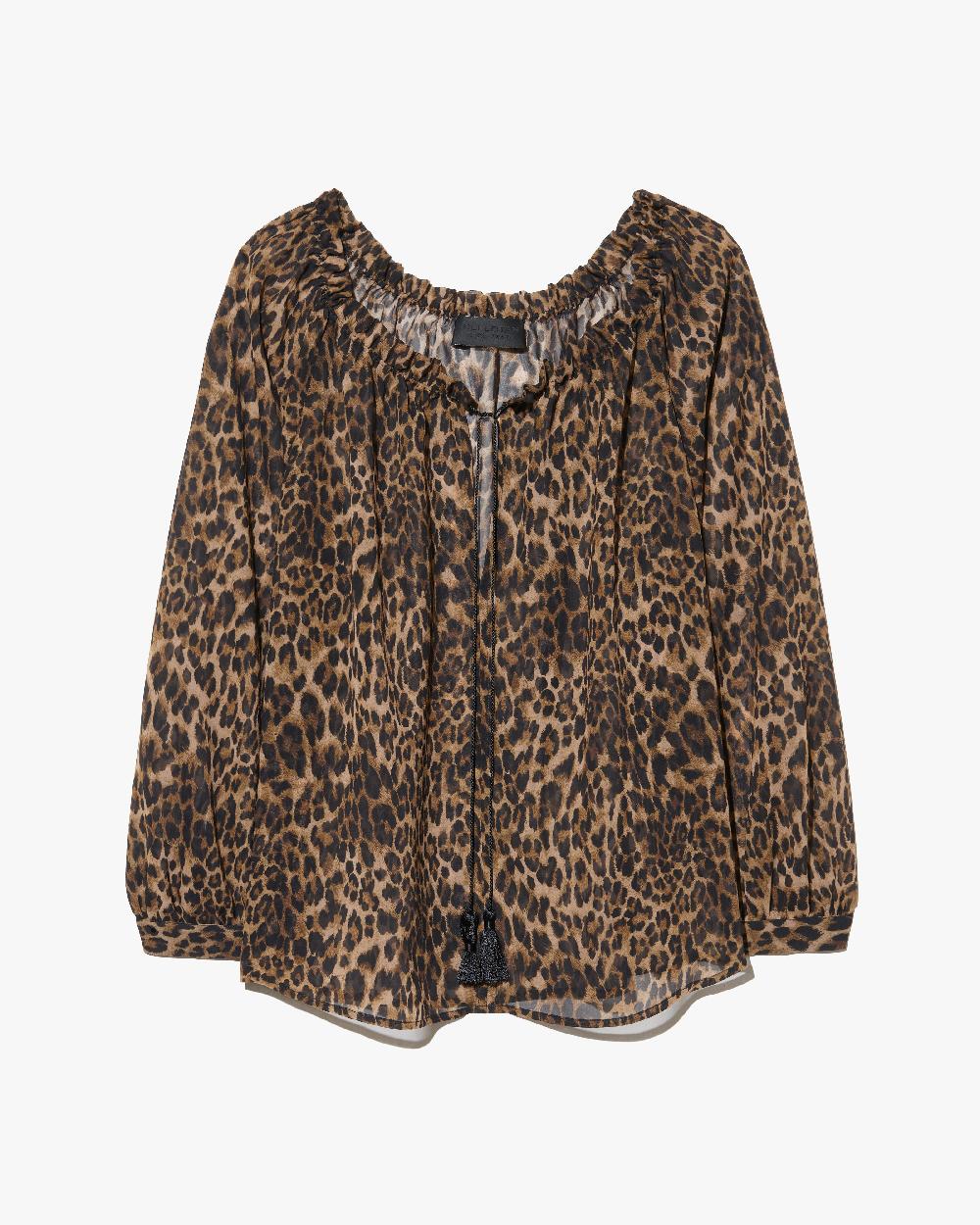 nili lotan CARLEY SILK BLOUSE VINTAGE LEOPARD PRINT