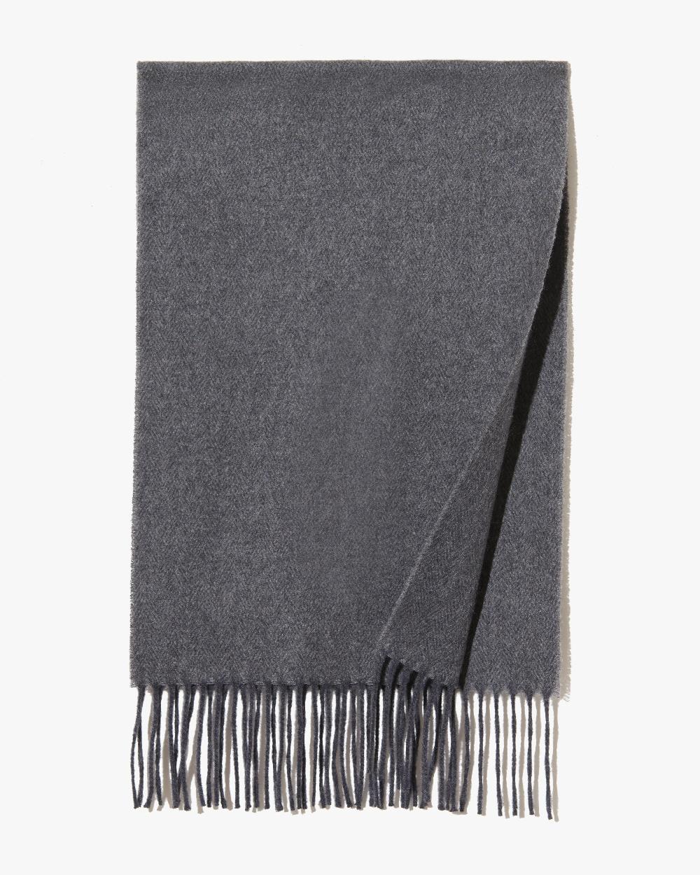 nili lotan CASHMERE WOVEN SCARF DARK CHARCOAL HERRIBONE