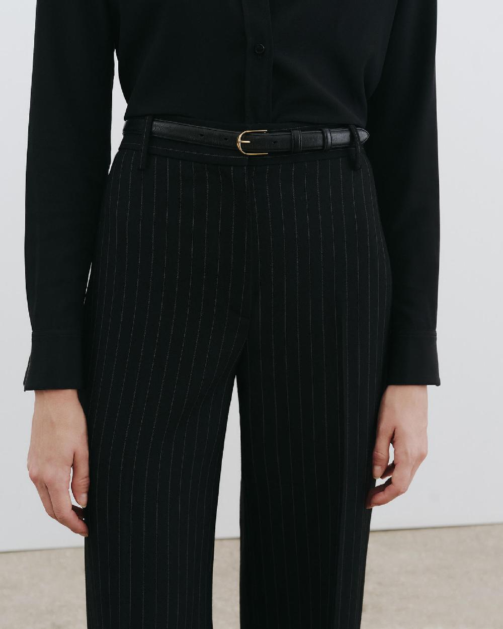 Nili Lotan CORETTE WOOL PANT DARK CHARCOAL PINSTRIPE