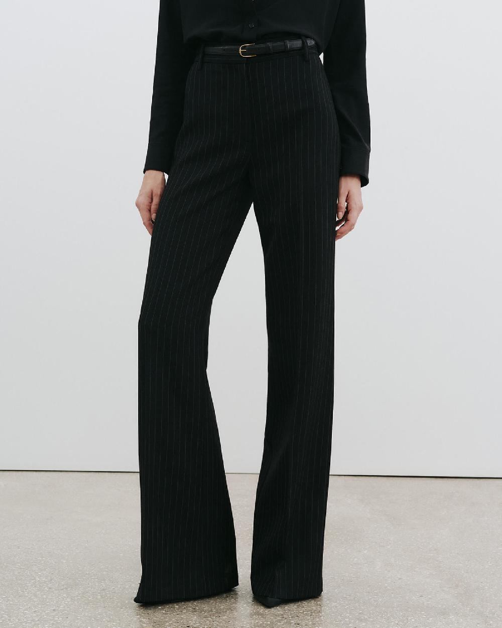 Nili Lotan CORETTE WOOL PANT DARK CHARCOAL PINSTRIPE