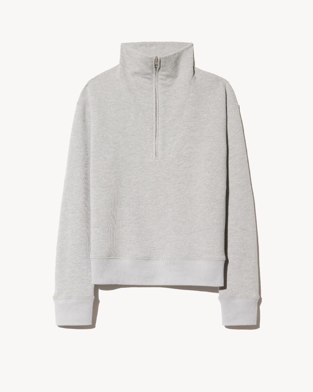 nili lotan DIYA QUARTER ZIP SWEATSHIRT HEATHER GREY