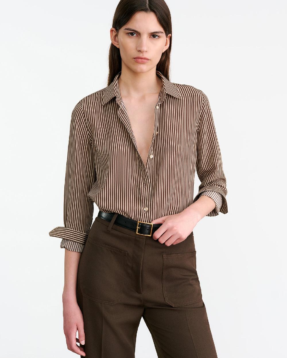 Nili Lotan GAIA SILK SHIRT BLACK/STONE CHEETAH PRINT