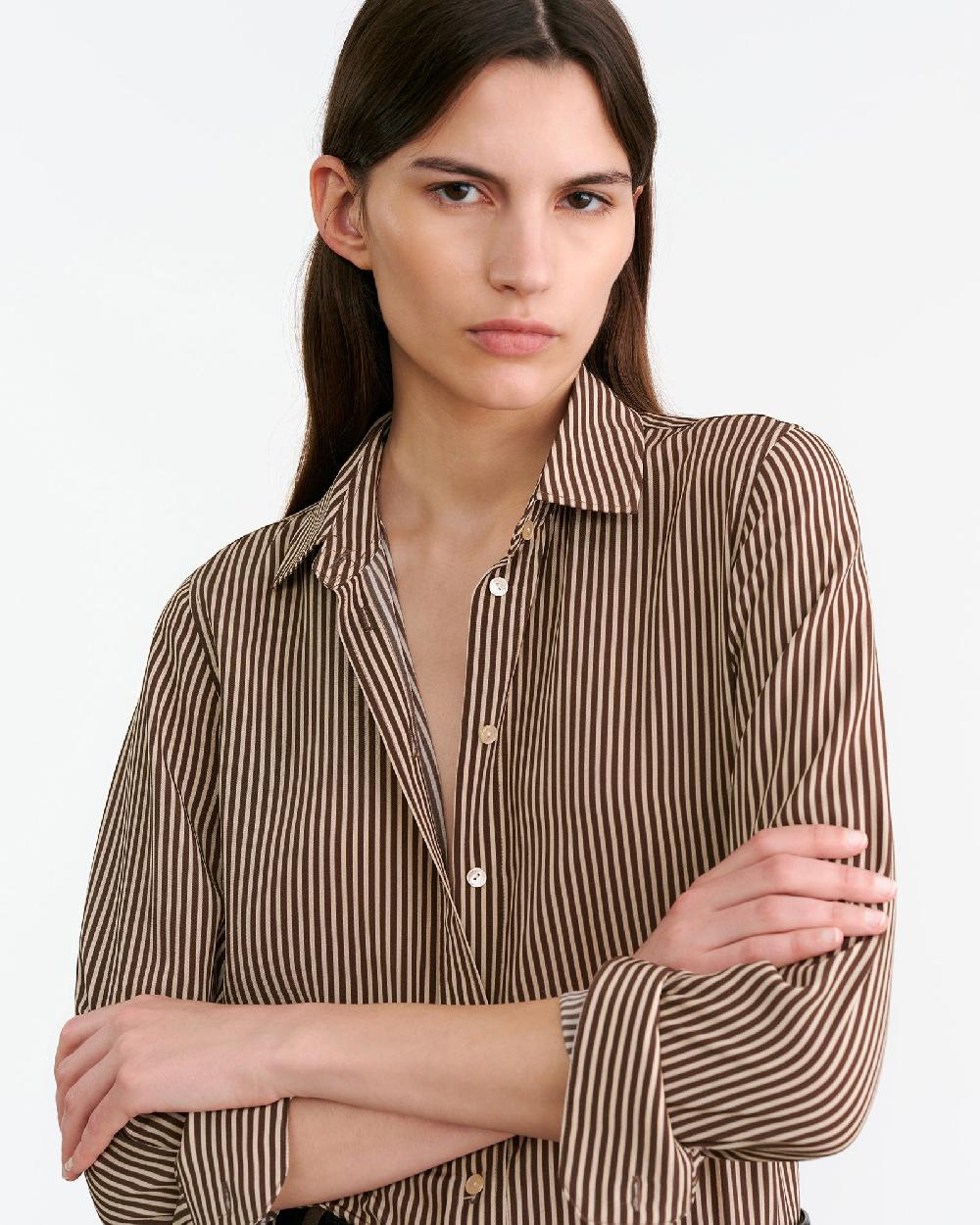 Nili Lotan GAIA SILK SHIRT BLACK/STONE CHEETAH PRINT