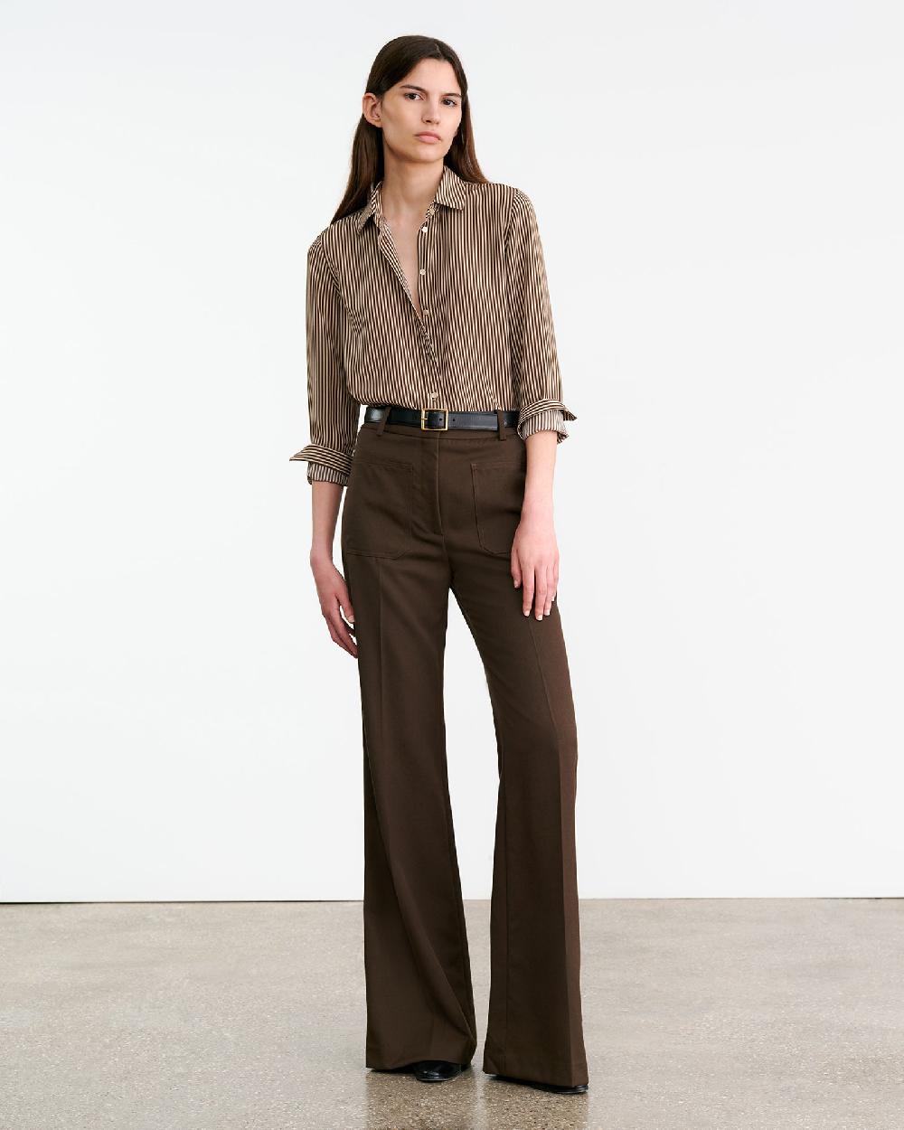 Nili Lotan GAIA SILK SHIRT BLACK/STONE CHEETAH PRINT