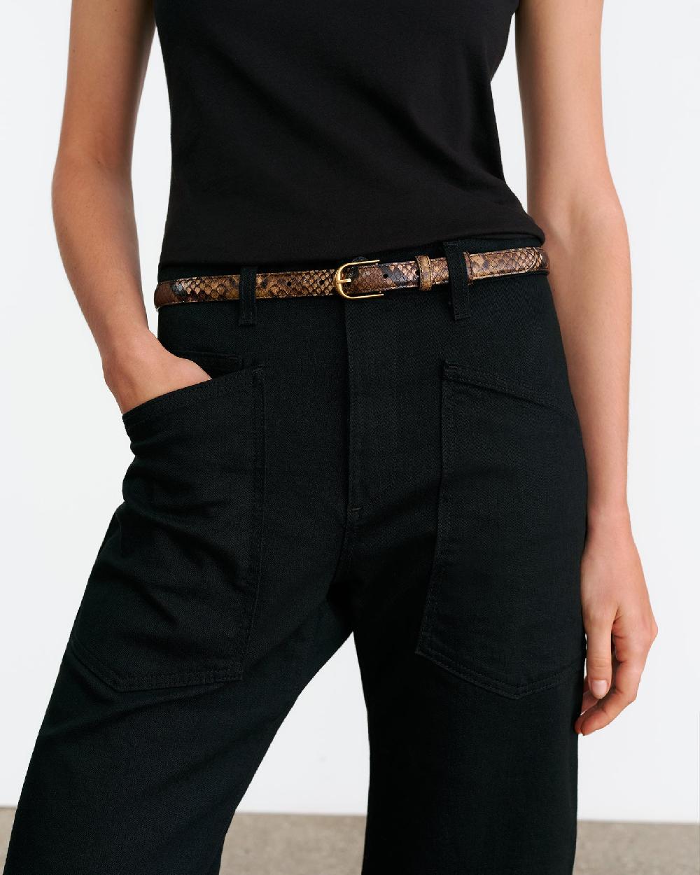 Nili Lotan JANE BELT BROWN SNAKESKIN W/ ANTIQUE GOLD
