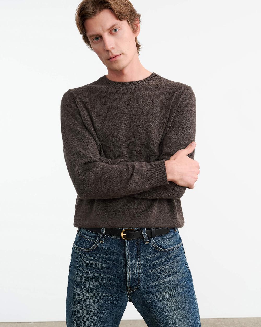 Nili Lotan JULIUS CASHMERE SWEATER DARK UMBER MELANGE