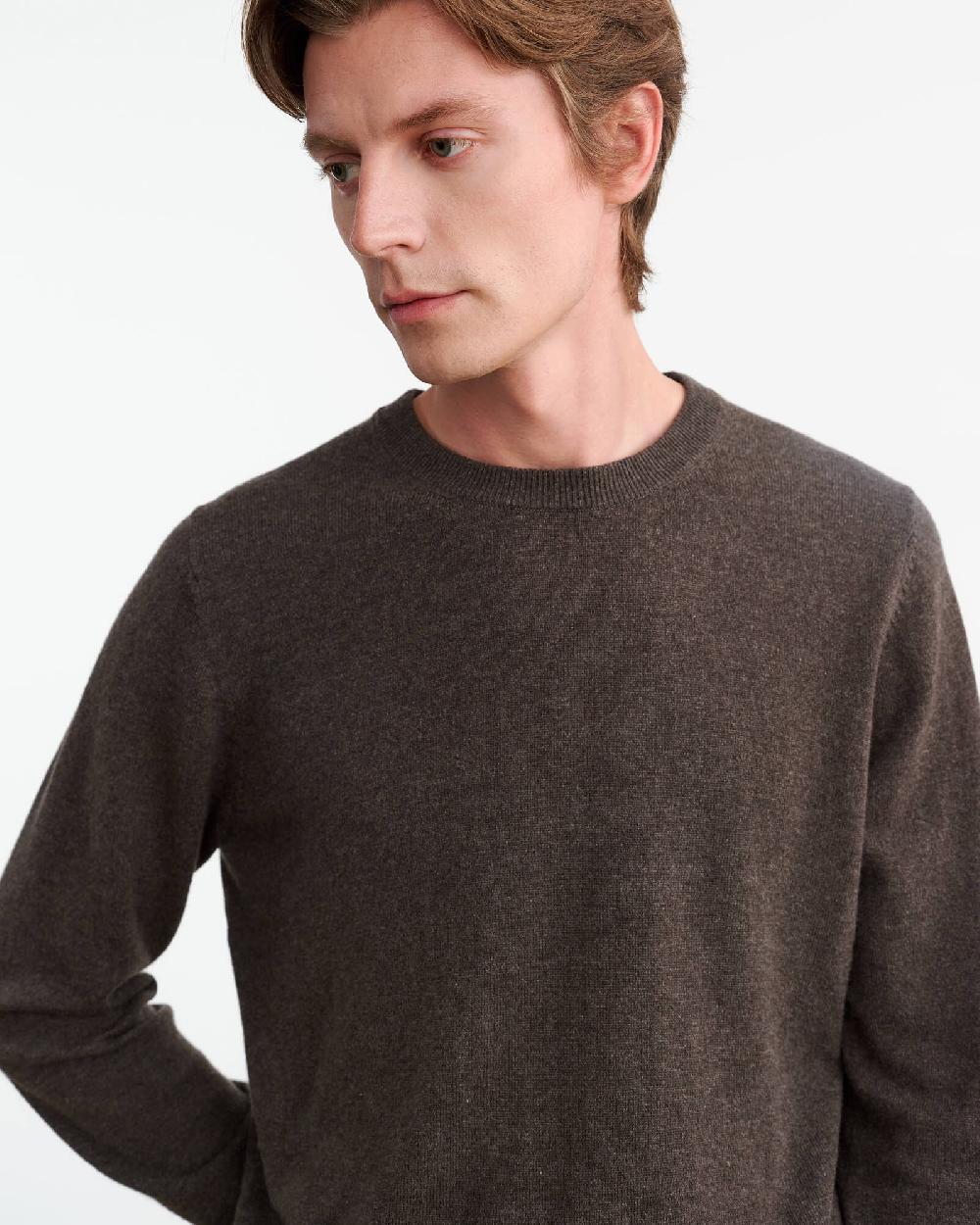 Nili Lotan JULIUS CASHMERE SWEATER DARK UMBER MELANGE