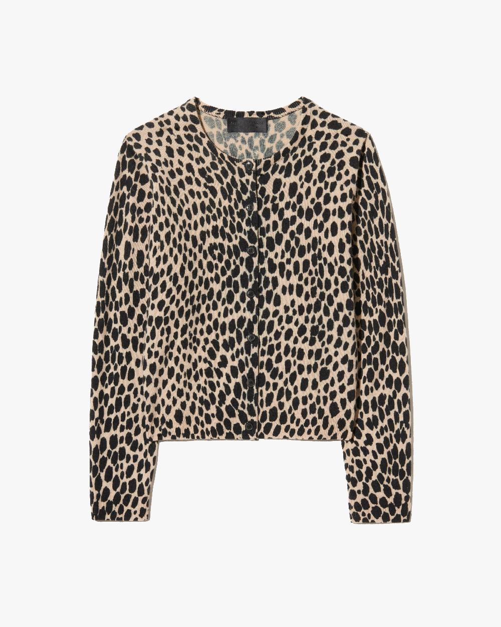 nili lotan KEELAH CASHMERE CARDIGAN TAUPE/BLACK CHEETAH