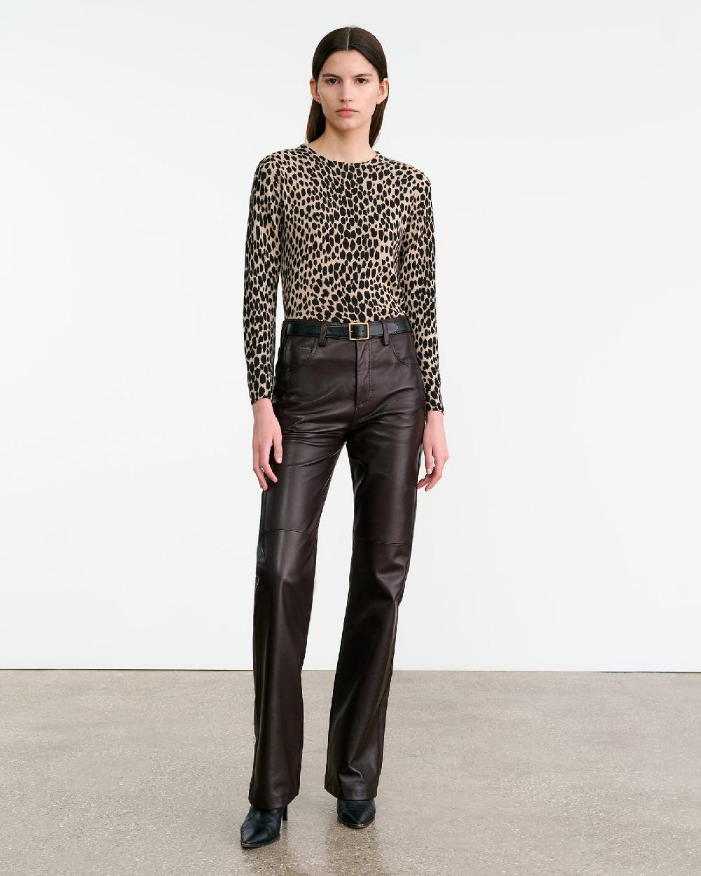 Nili Lotan LAEVIN CASHMERE SWEATER TAUPE/BLACK CHEETAH