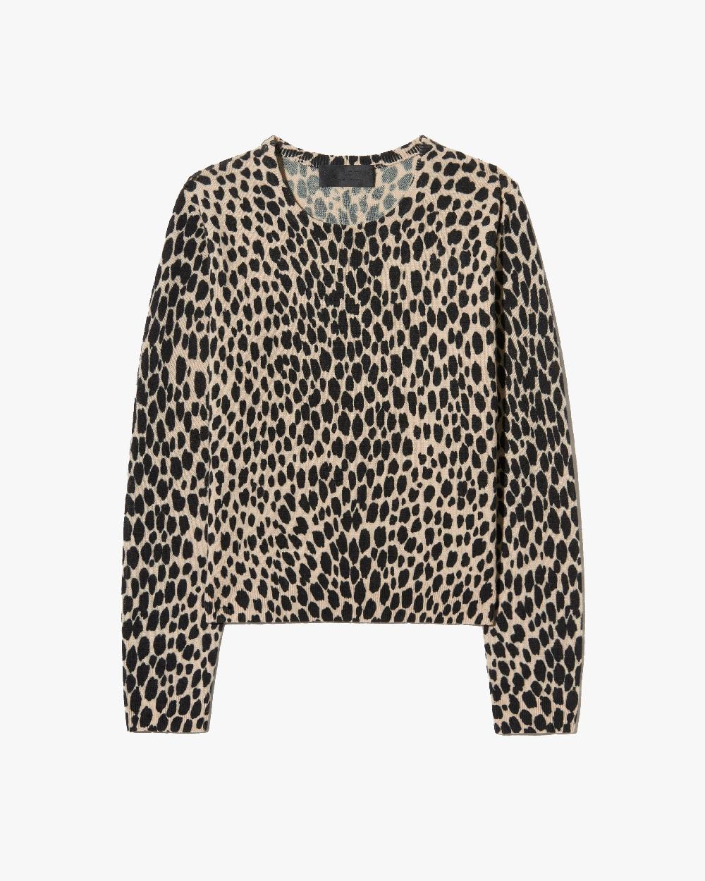 nili lotan LAEVIN CASHMERE SWEATER TAUPE/BLACK CHEETAH