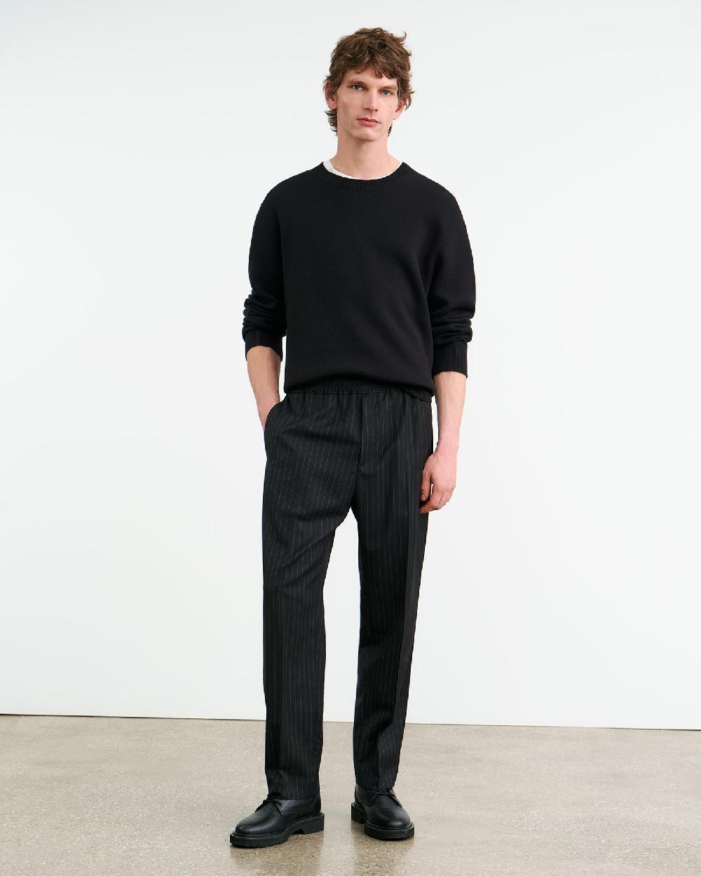 Nili Lotan LAWRENCE WOOL PANT DARK CHARCOAL PINSTRIPE