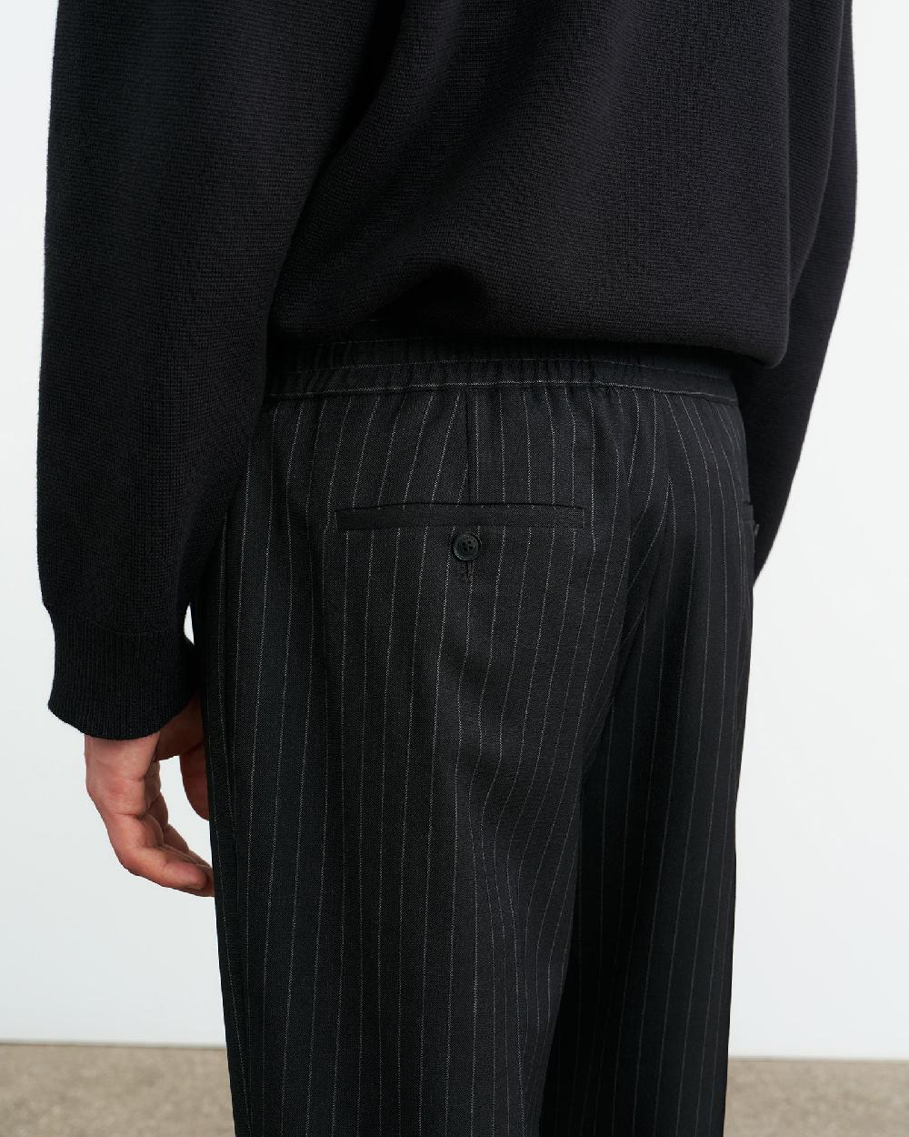 Nili Lotan LAWRENCE WOOL PANT DARK CHARCOAL PINSTRIPE