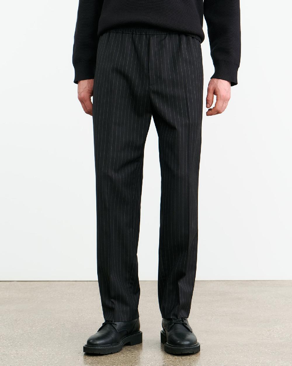 Nili Lotan LAWRENCE WOOL PANT DARK CHARCOAL PINSTRIPE