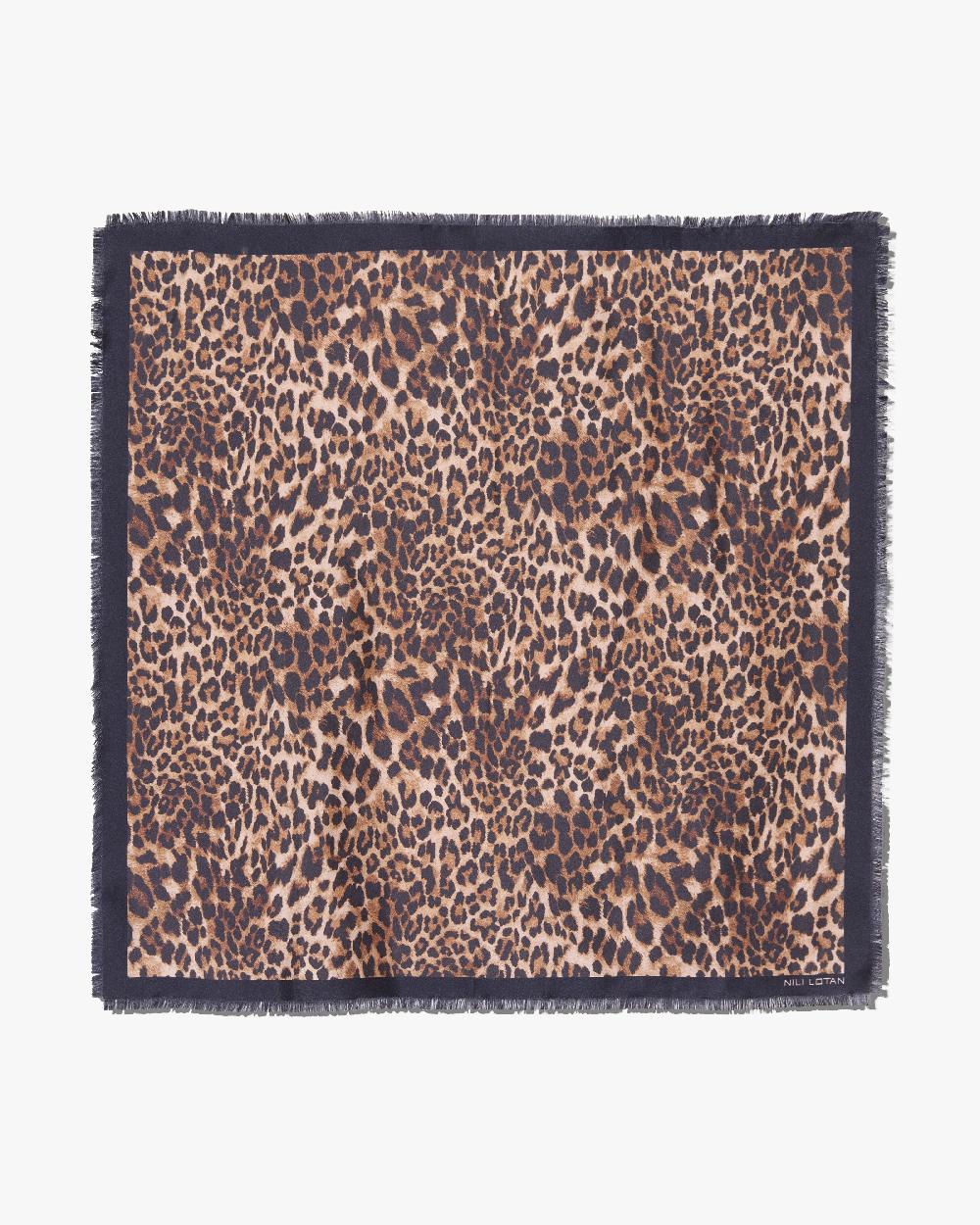 nili lotan LEOPARD SILK TWILL SCARF VINTAGE LEOPARD PRINT