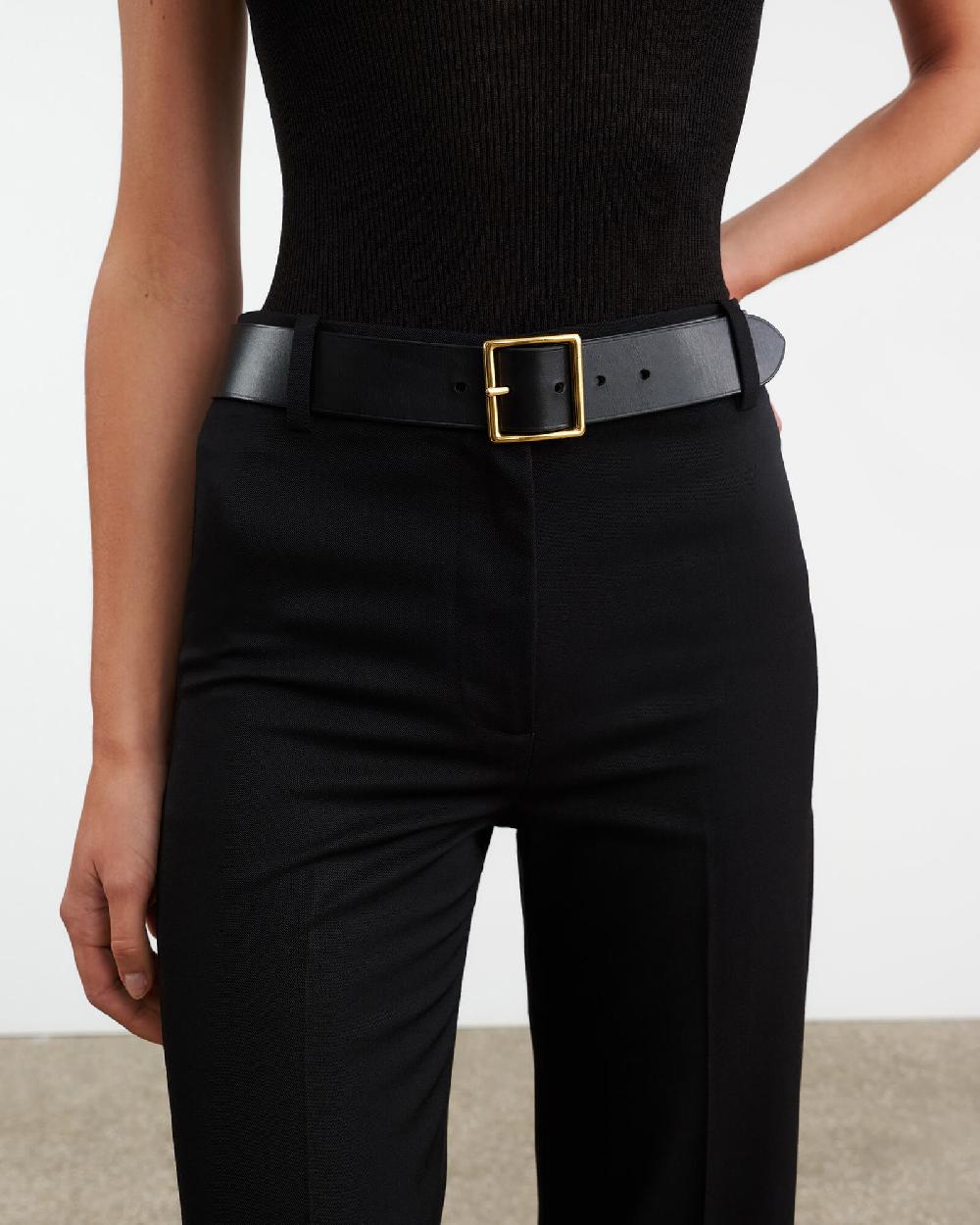 Nili Lotan MARCELA BELT BLACK W/ANTIQUE BRASS BUCKLE