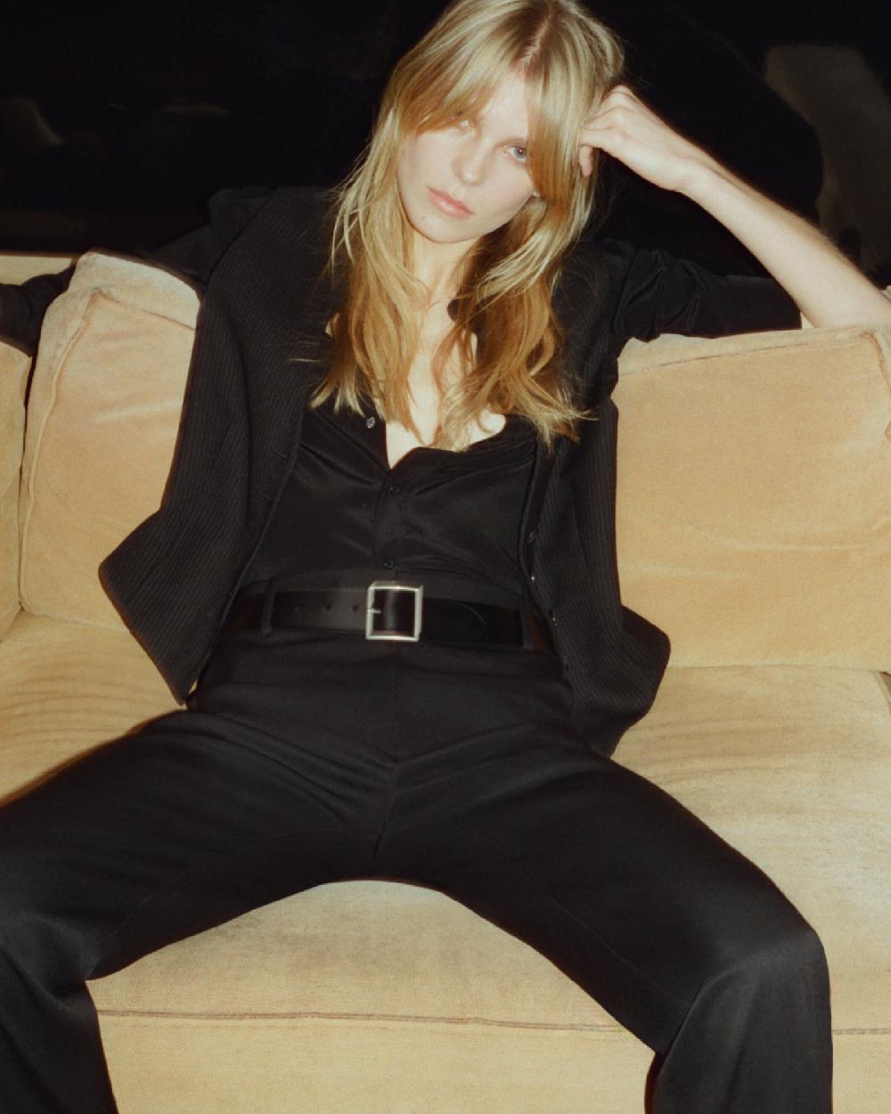 Nili Lotan MARCELA BELT BLACK W/ANTIQUE BRASS BUCKLE