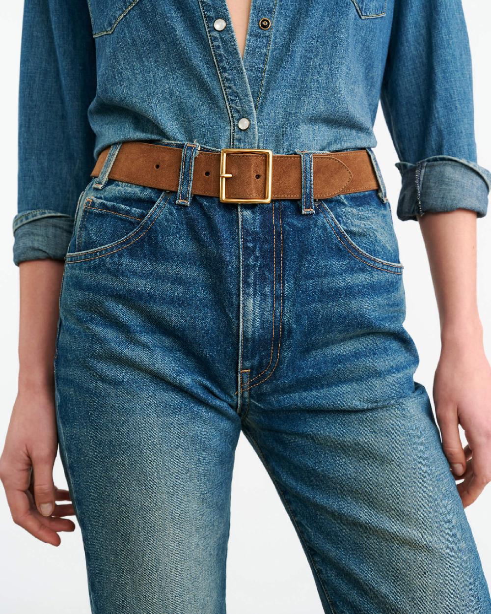 Nili Lotan MARCELA BELT KHAKI W/ ANTIQUE GOLD BUCKLE