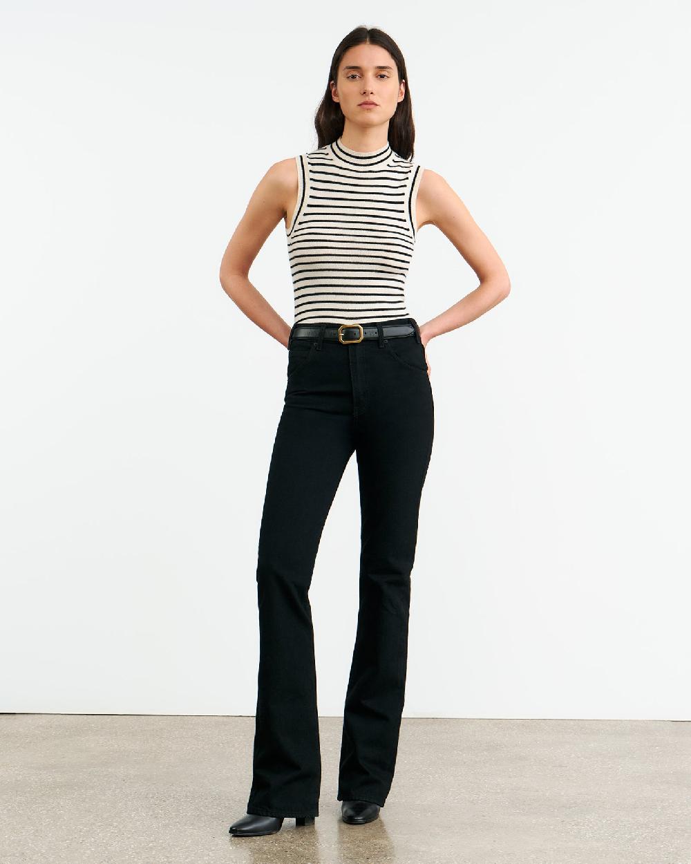Nili Lotan MASHA CASHMERE TANK IVORY W/ BLACK STRIPE