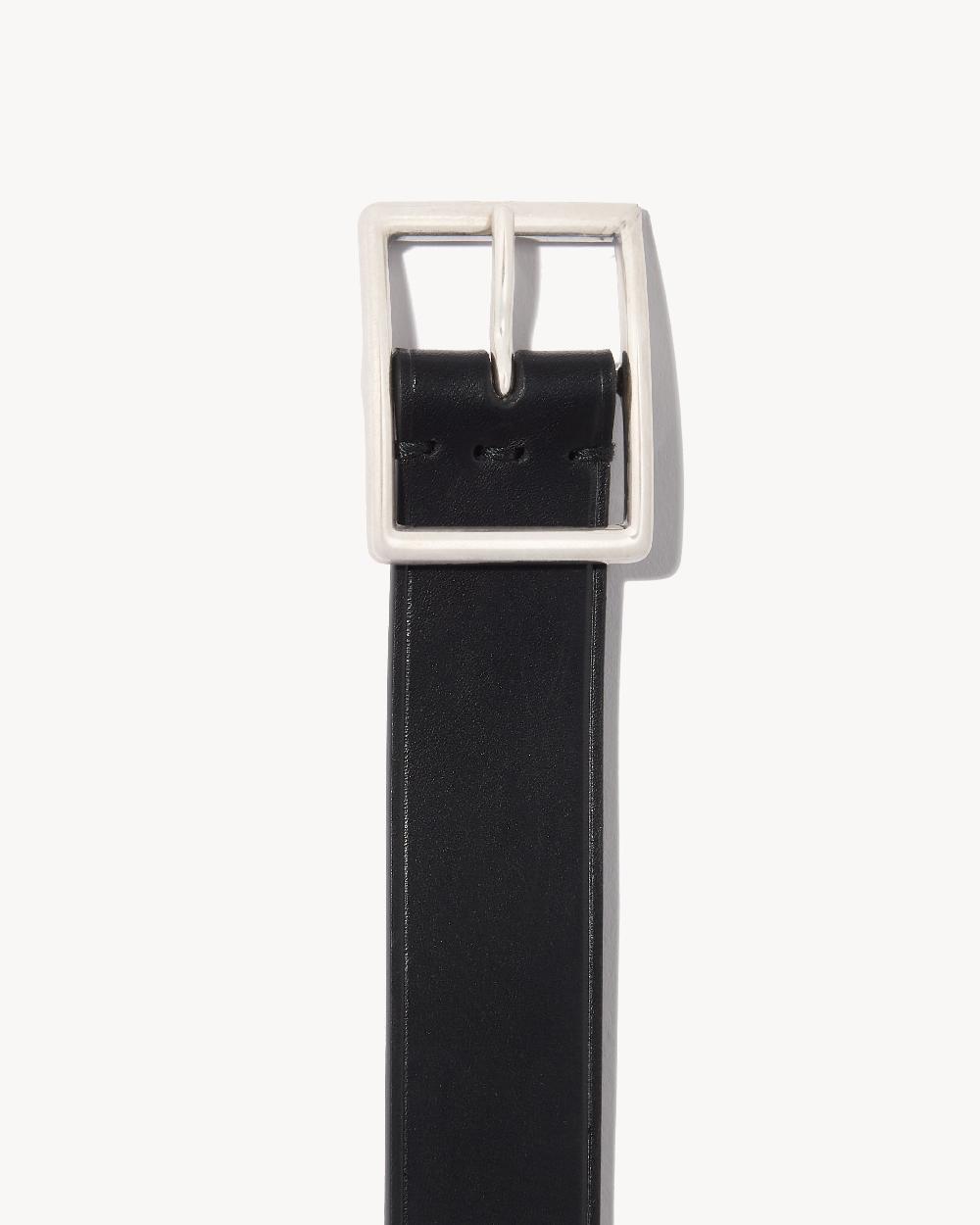 Nili Lotan MENS FRANS BELT BLACK W/ANTIQUE SILVER BUCKLE