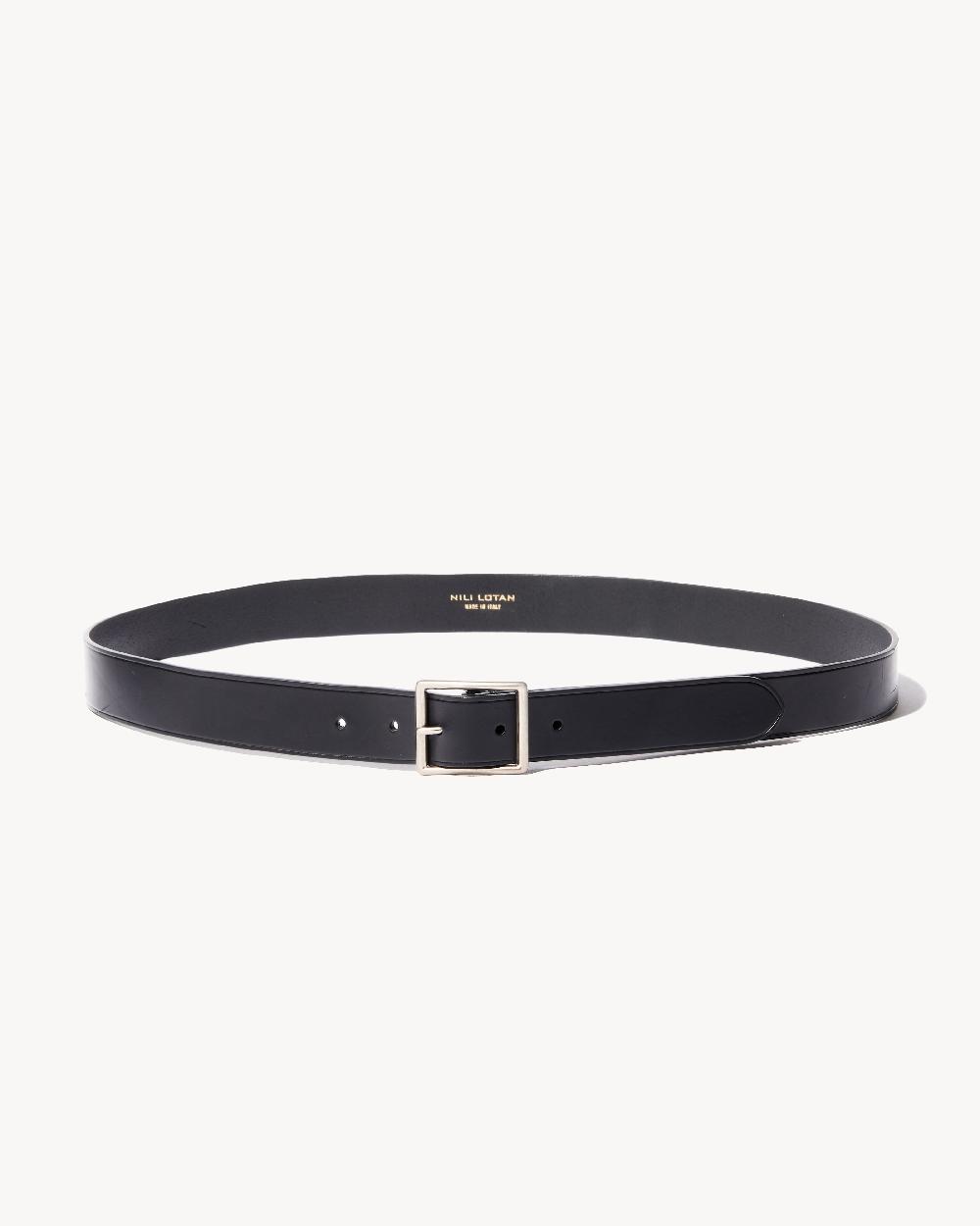 nili lotan MENS FRANS BELT BLACK W/ANTIQUE SILVER BUCKLE