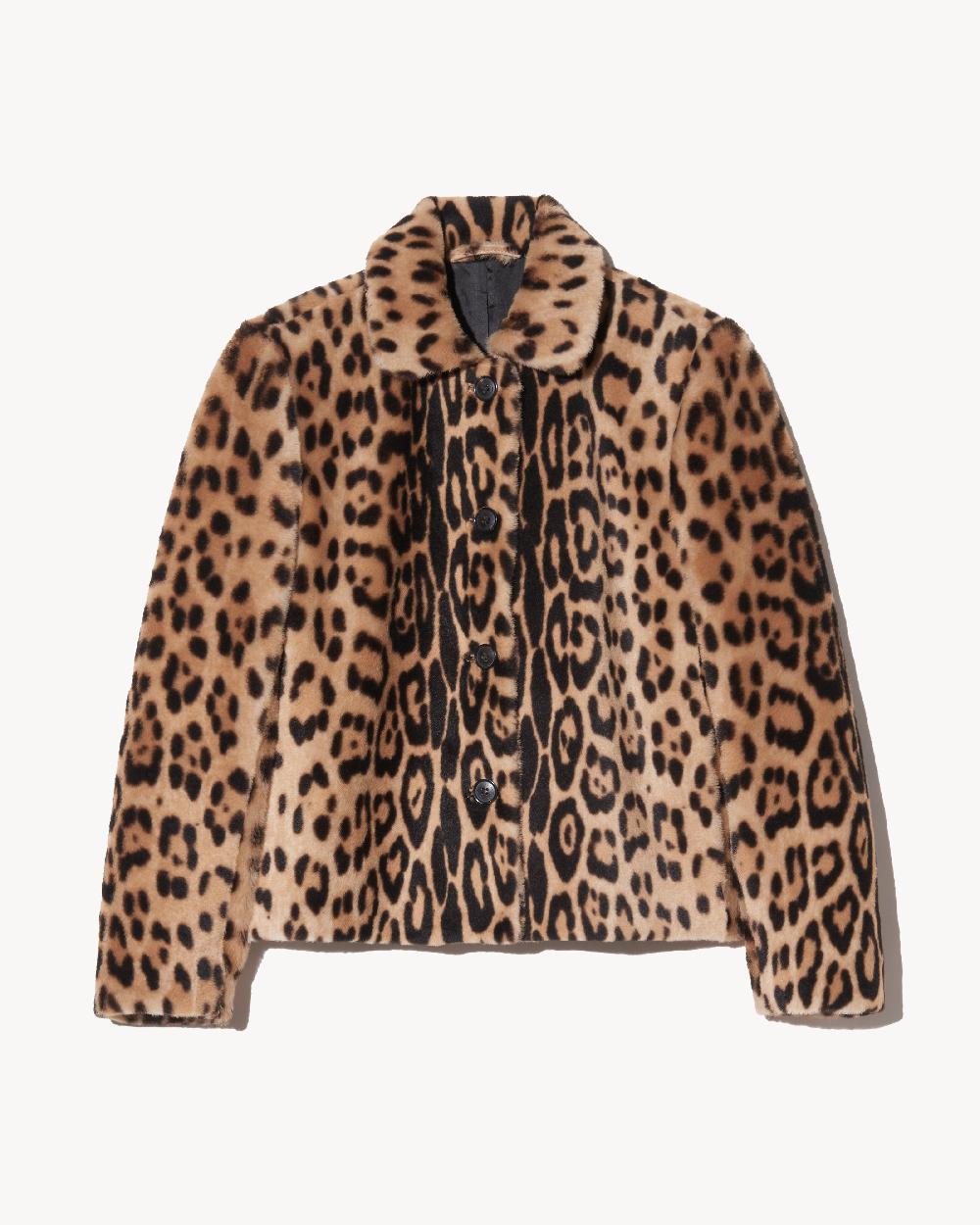 nili lotan MONTMARTRE SHEARLING CROPPED JACKET LEOPARD PRINT