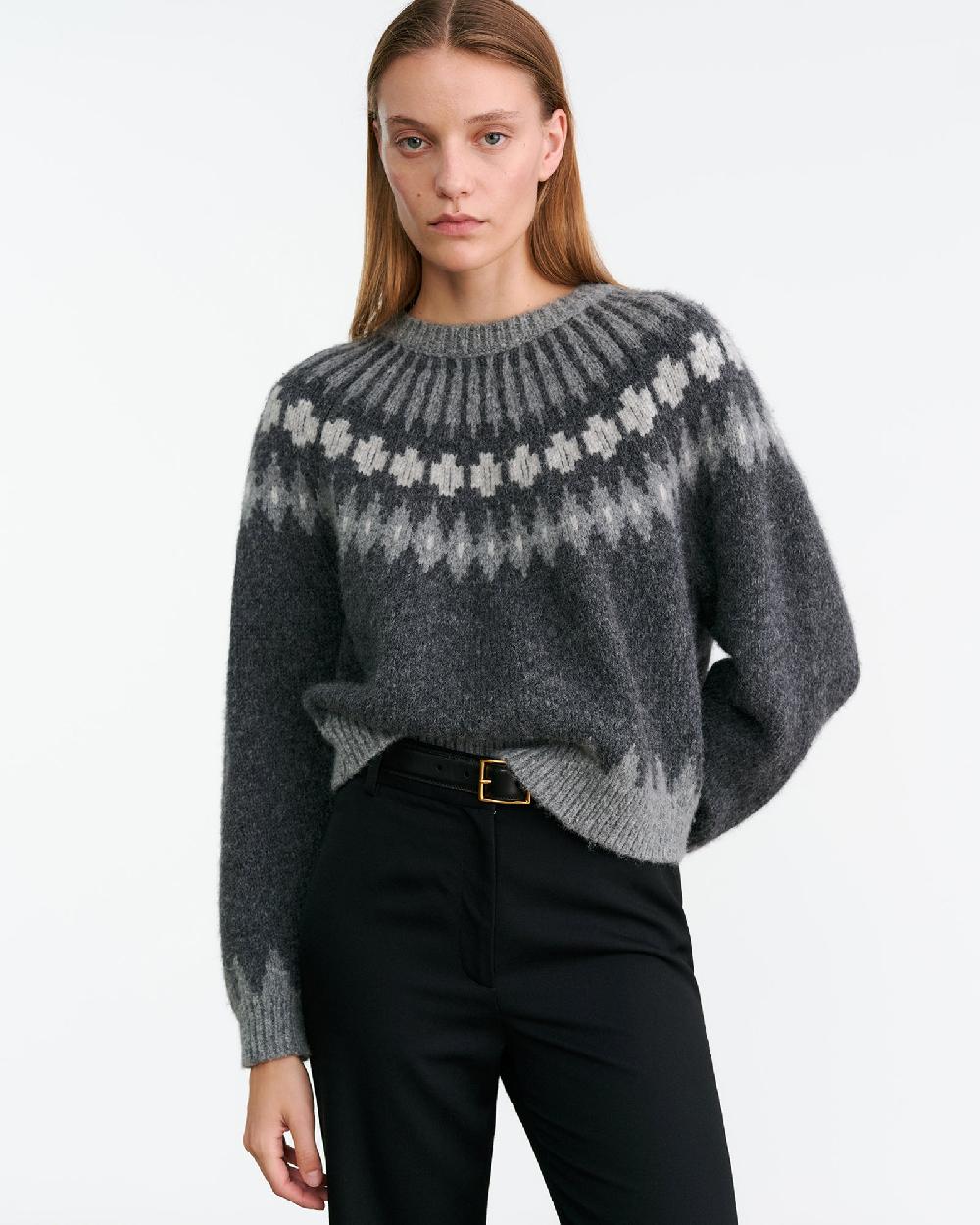 Nili Lotan ALENA SWEATER LIGHT CAMEL FAIR ISLE
