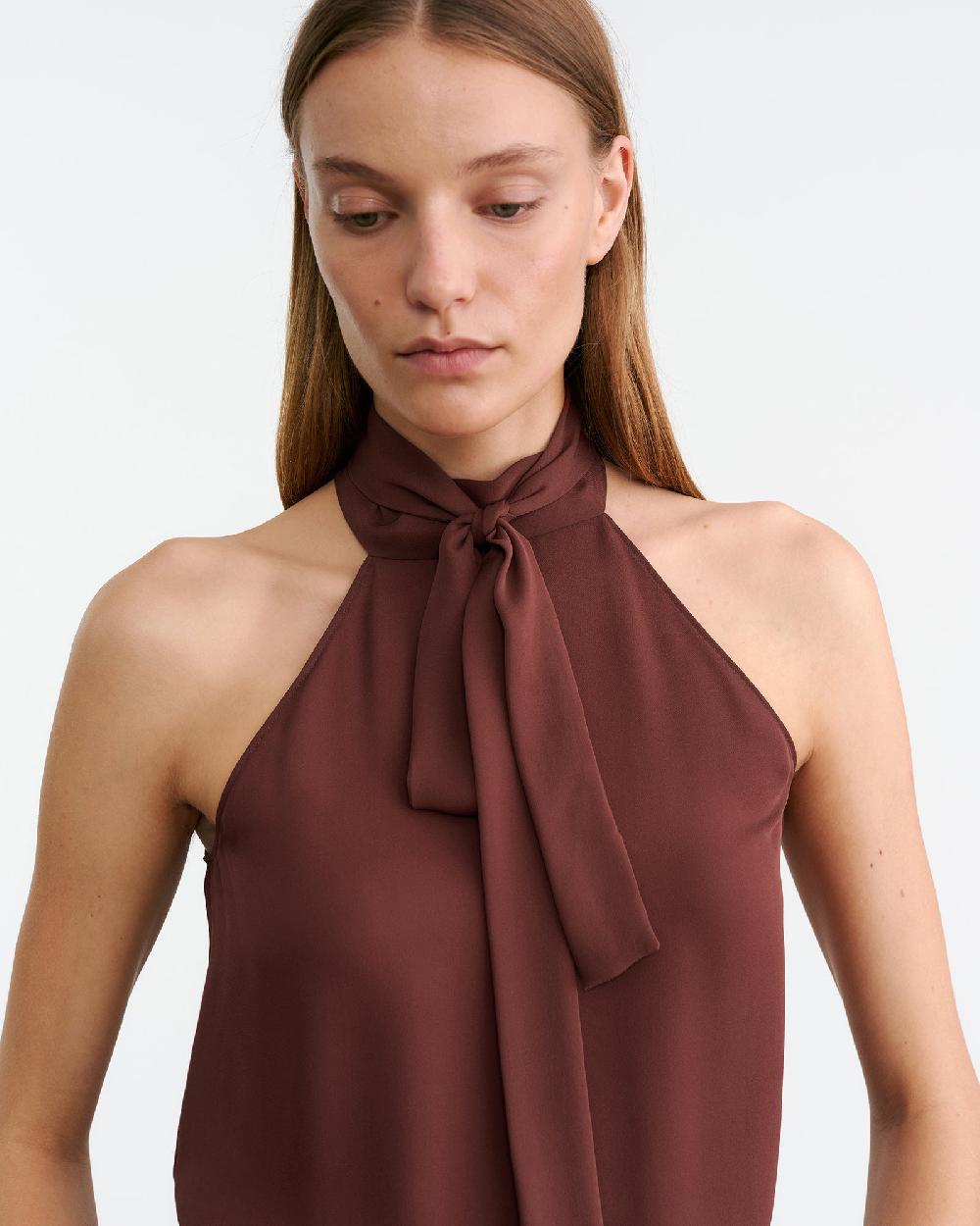 Nili Lotan ALLA HALTERNECK TOP CHOCOLATE BROWN
