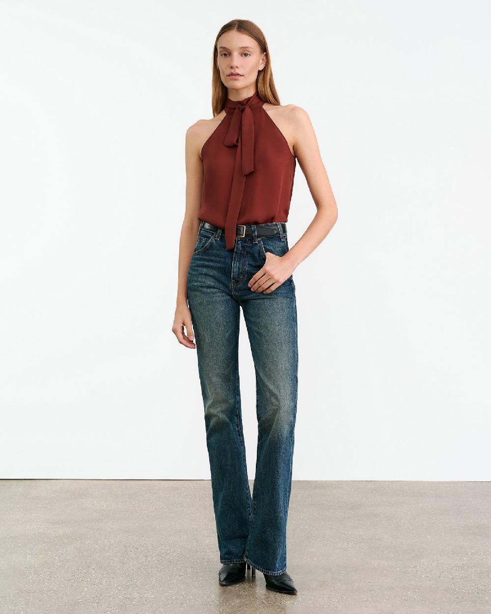 Nili Lotan ALLA HALTERNECK TOP CHOCOLATE BROWN