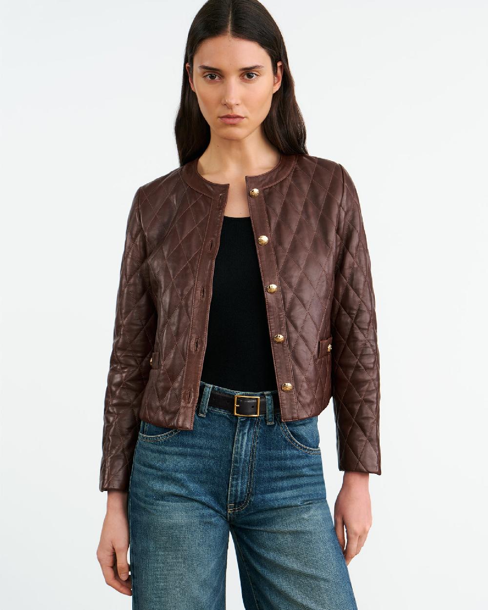 Nili Lotan AMY LEATHER JACKET BORDEAUX